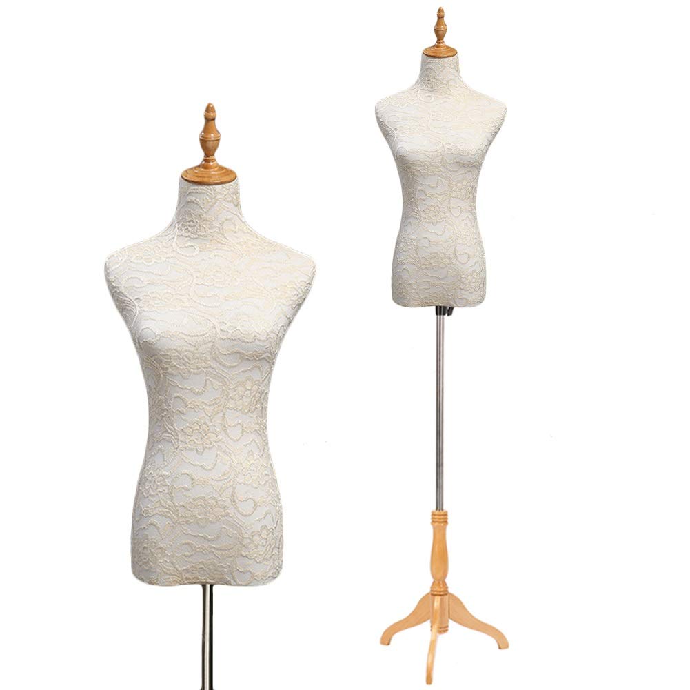 布製マネキン 高さ調整可能 木製ベース❹ Amazon.co.jp: 女性ドレスフォームマネキントルソー、木製ベース